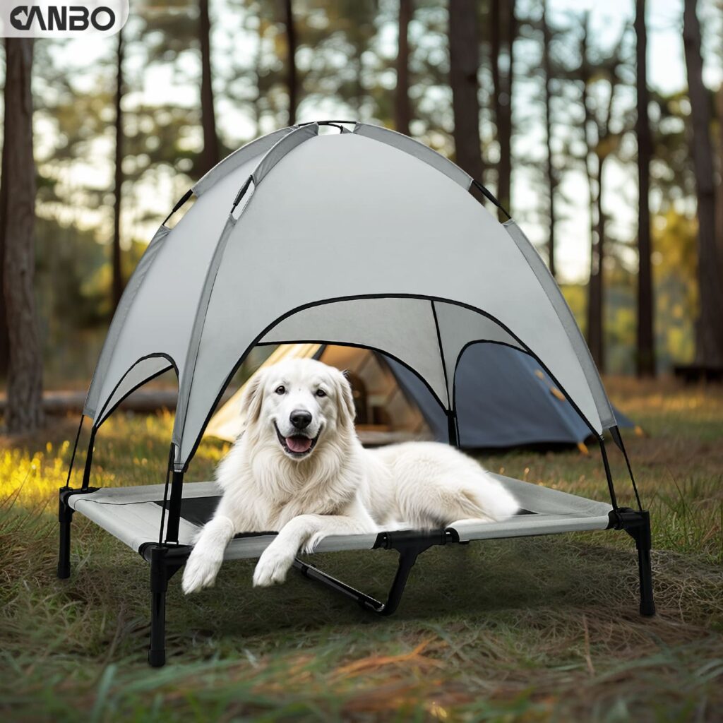 dog elevated bed with canopy