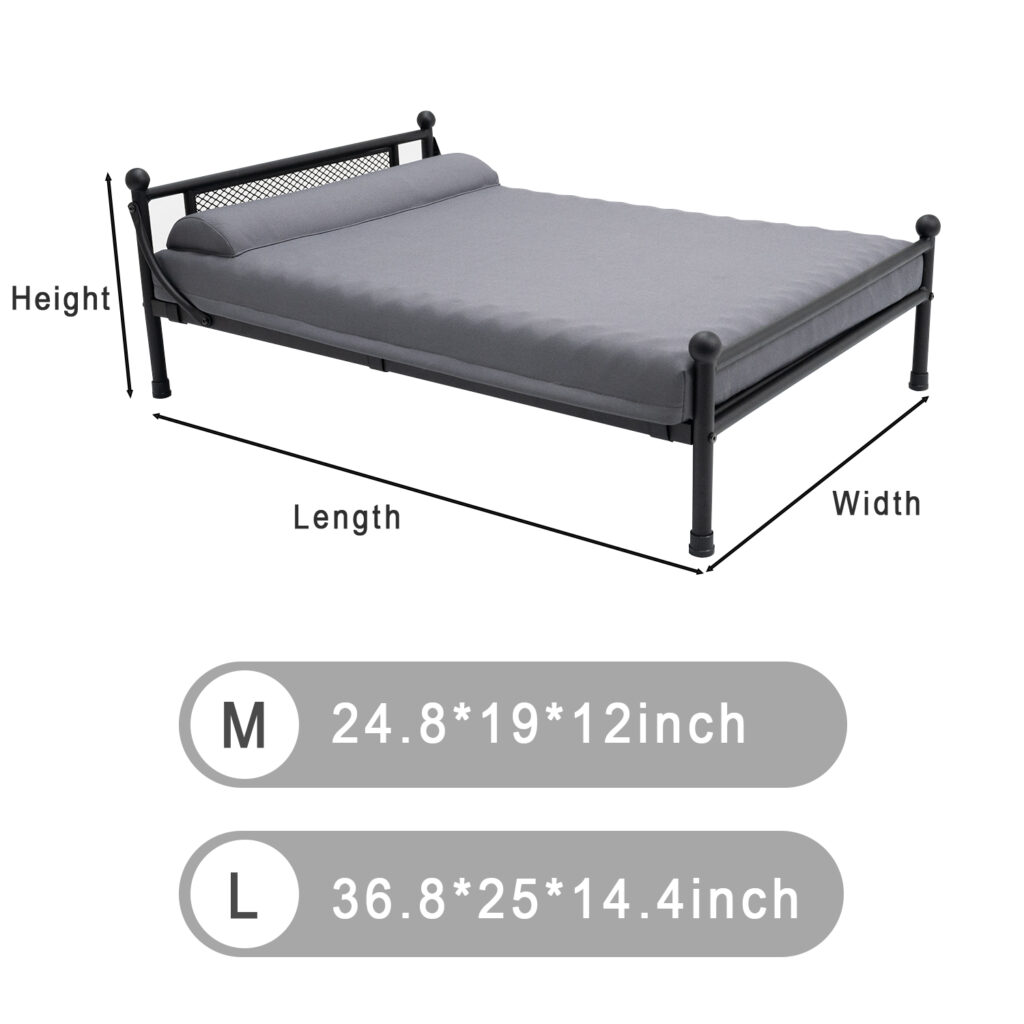 raised dog bed with mattress