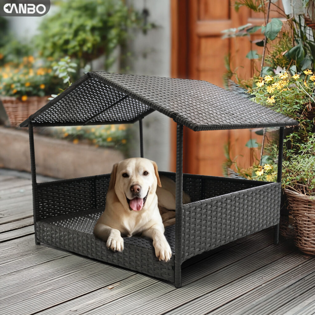rattan dog bed with canopy