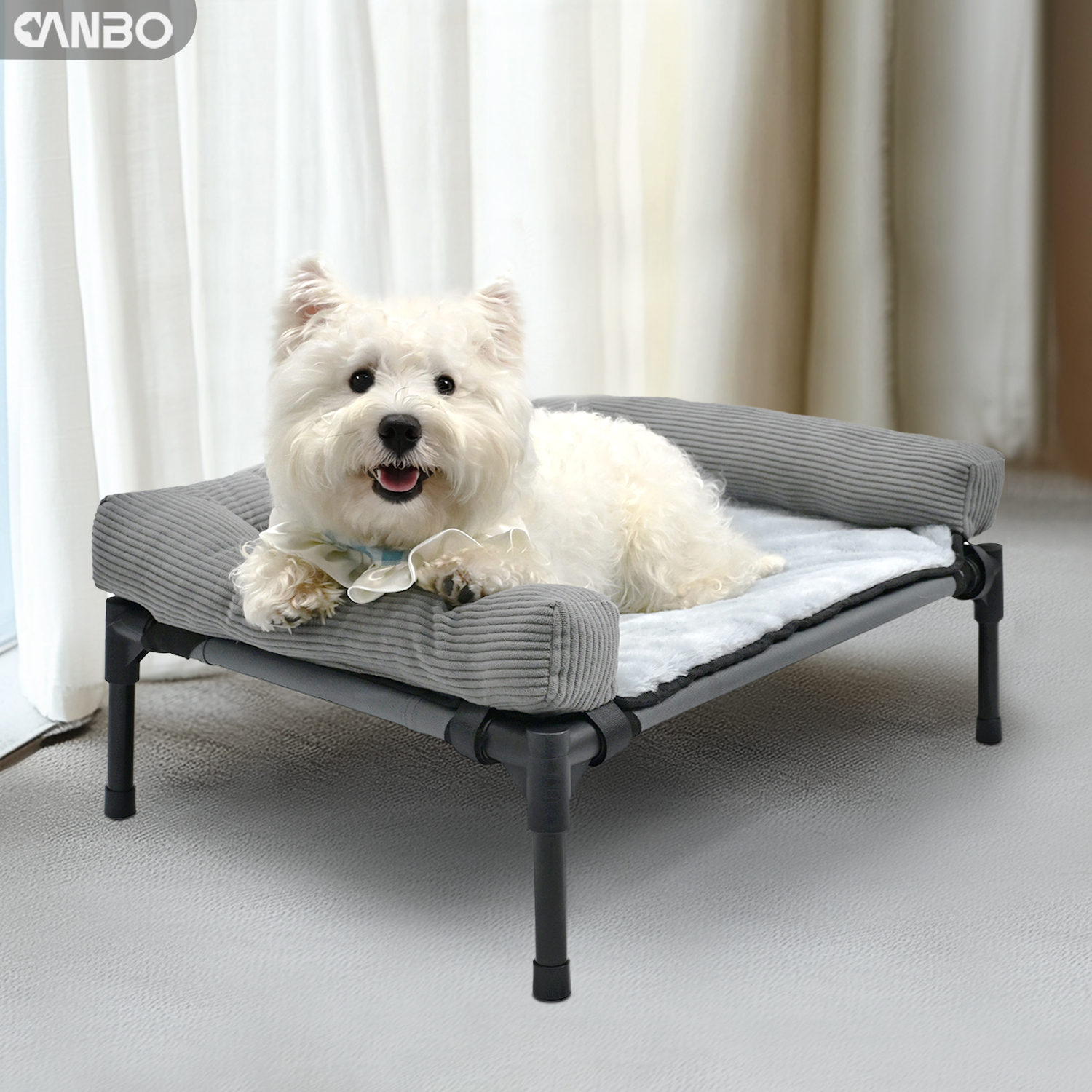 elevated dog bed with bolster mat