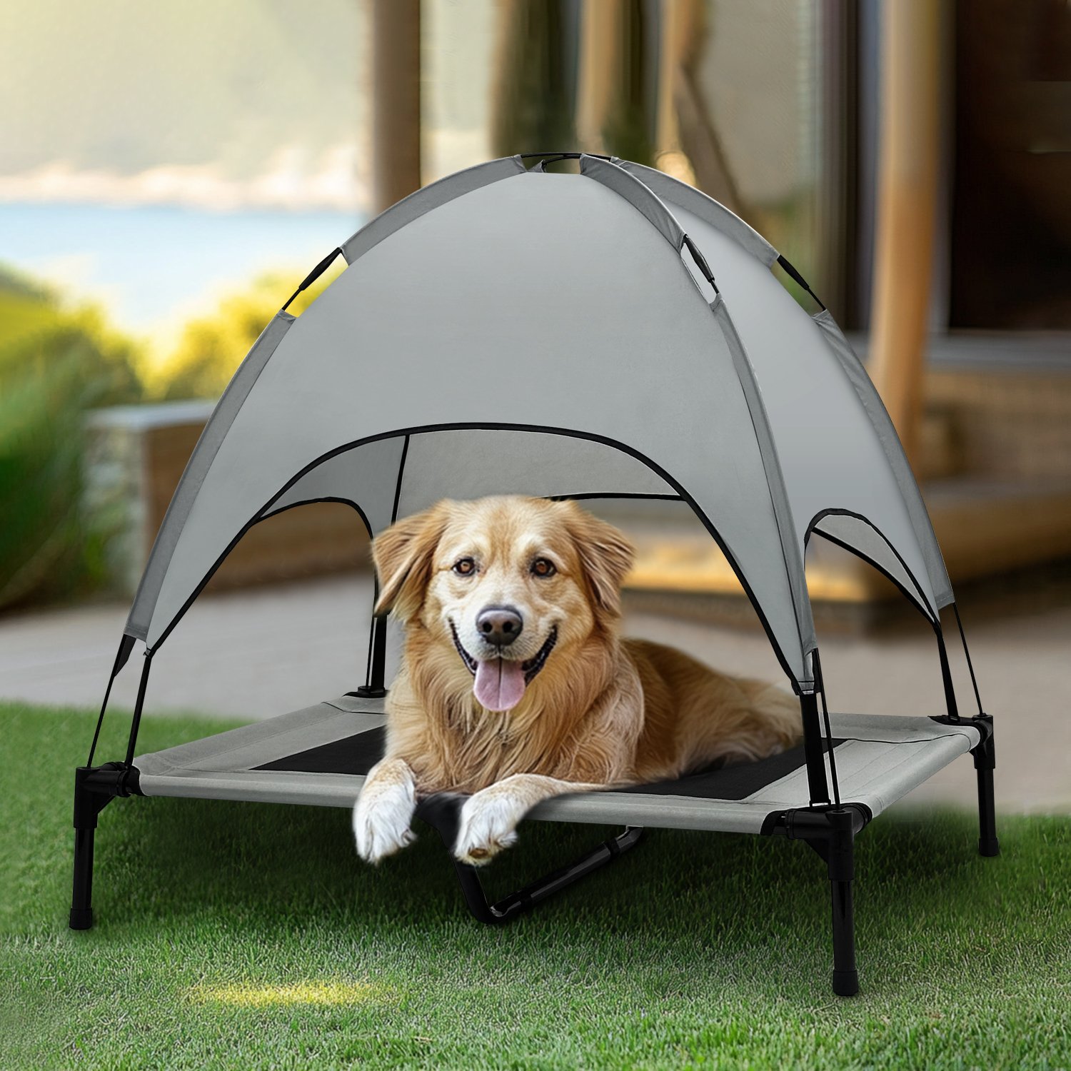 outdoor dog bed with canopy for large dogs