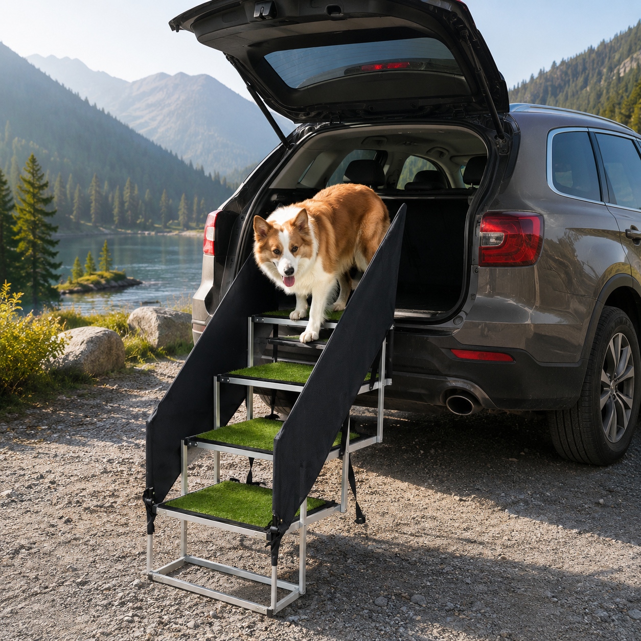 adjustable dog ramp with rails