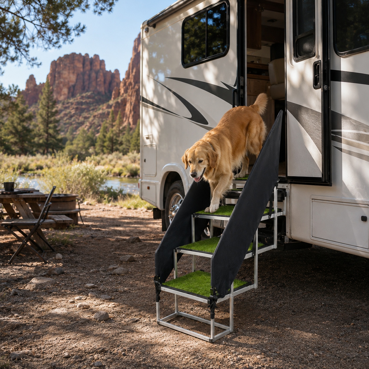 outdoor adjustable dog ramp