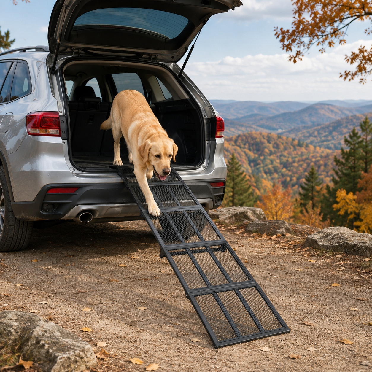 rampa de acero inoxidable para perros