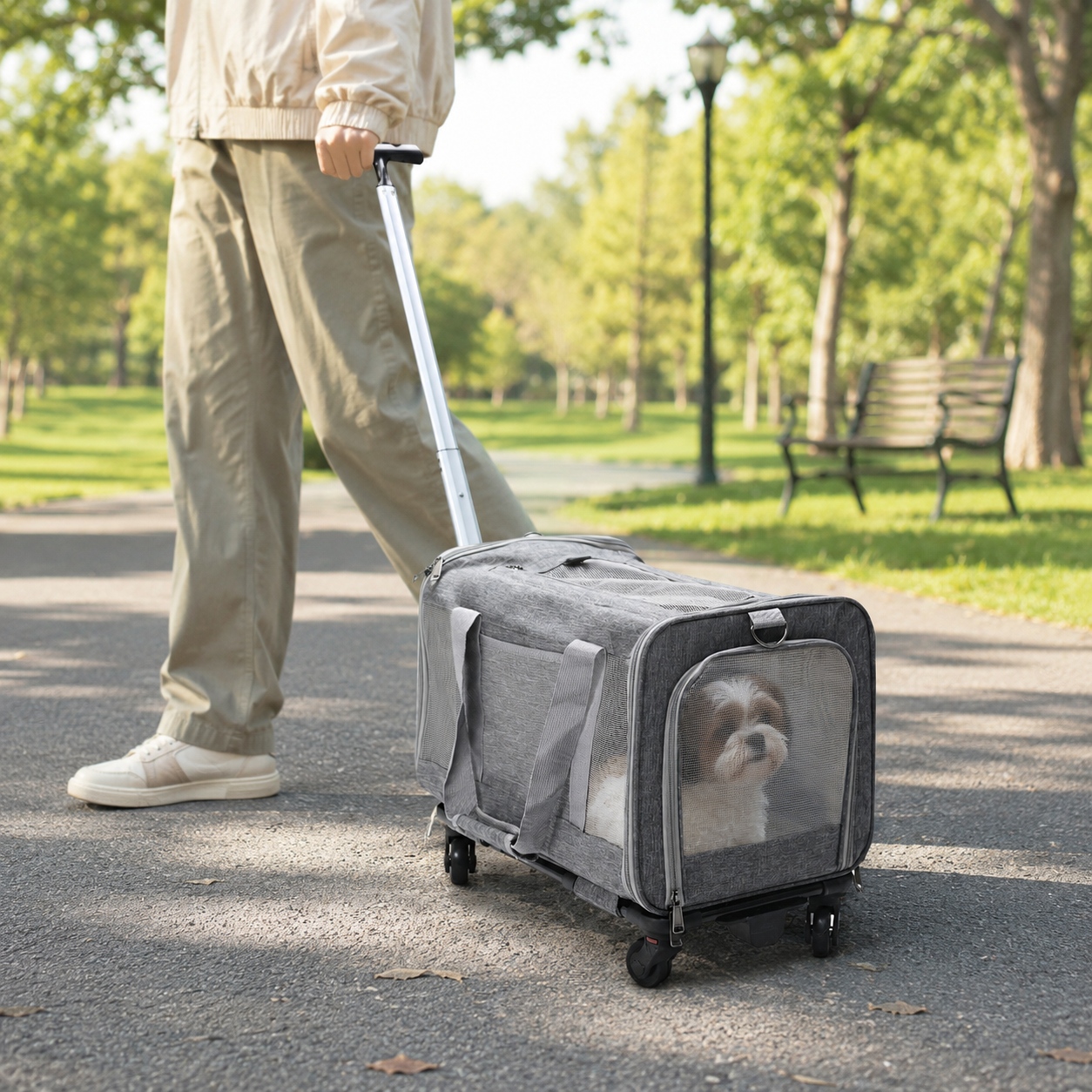 double cat carrier with wheels
