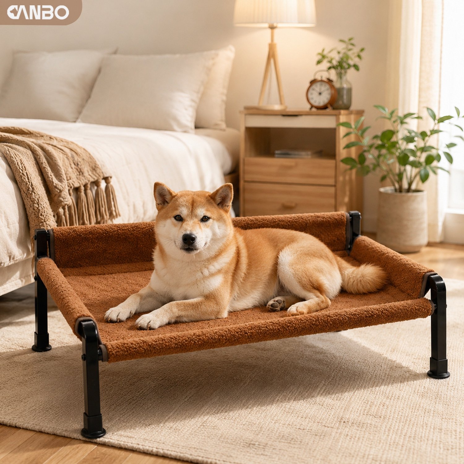 elevated dog bed with cushions