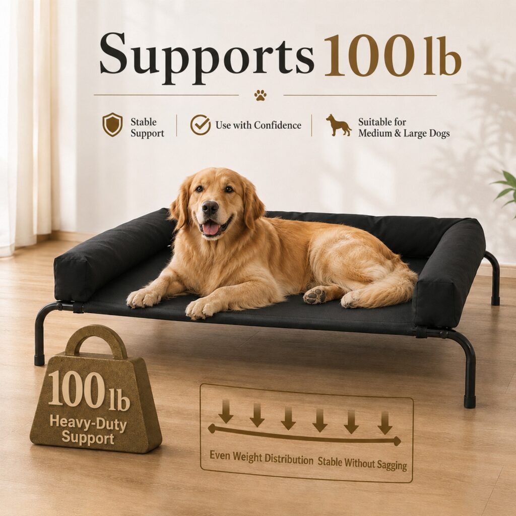 large elevated dog bed with bolster