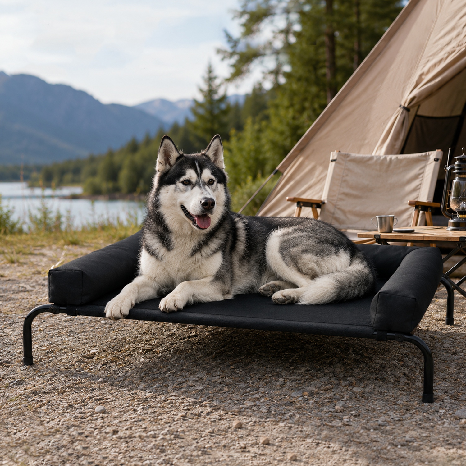 outdoor dog bed with pillow