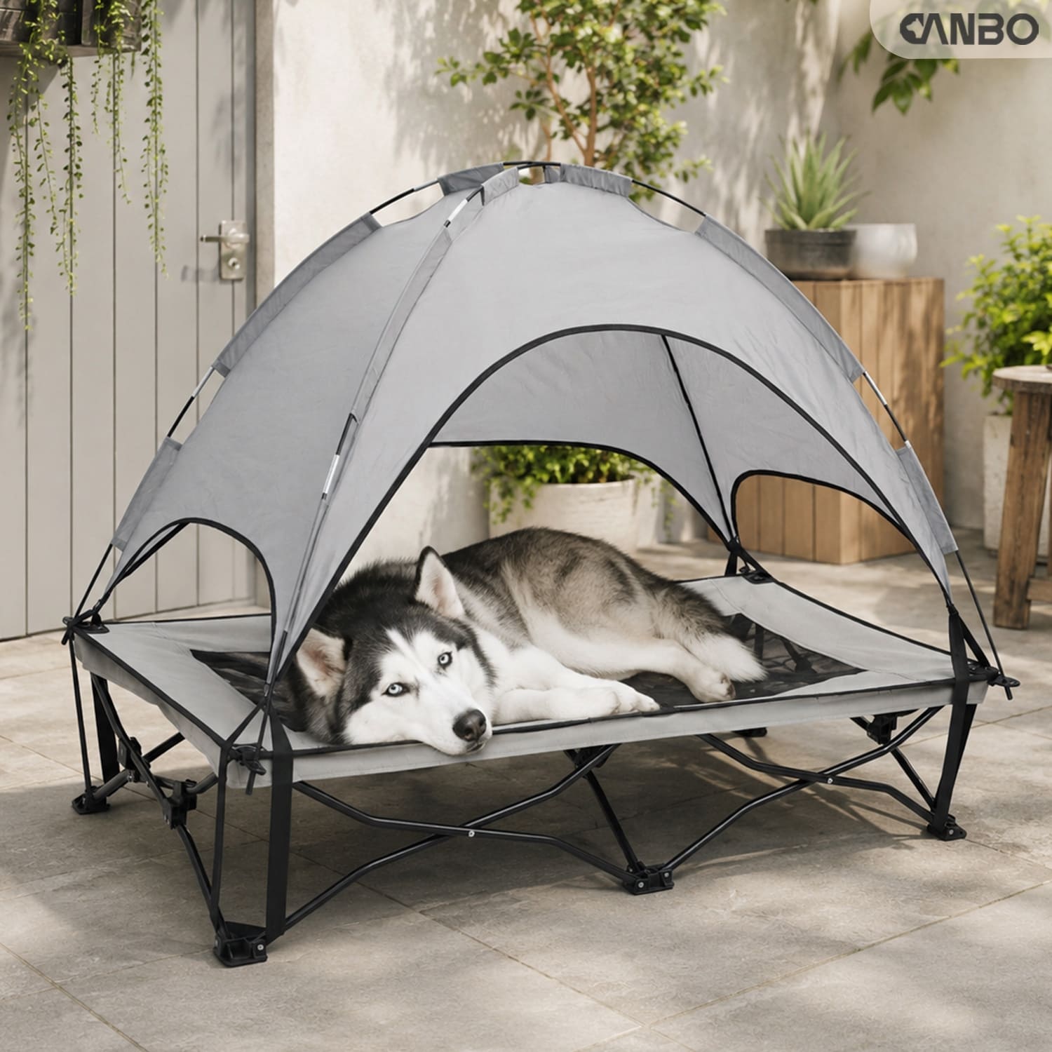 outdoor dog bed with shade